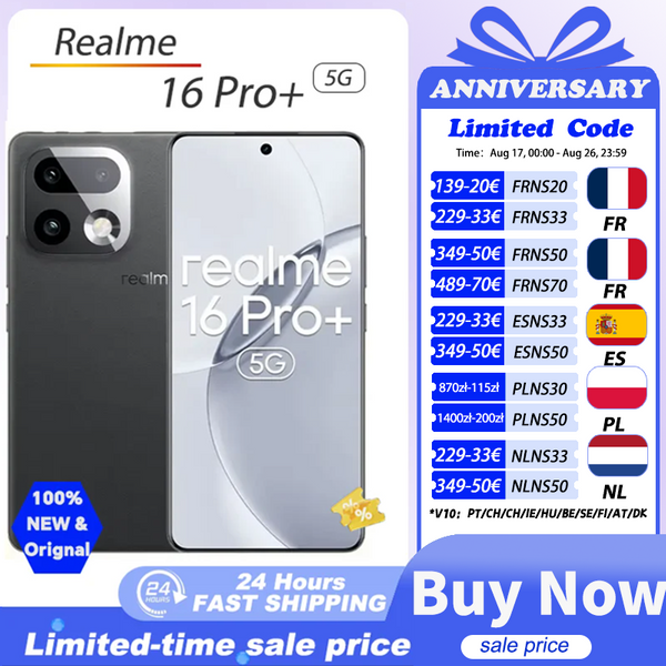 realme 16 Pro Plus 5G Smartphone realme 16 Pro+ 200MP OIS Kamera Snapdragon 7 Gen 4 6,8'' AMOLED 144Hz Gebogener Bildschirm 7000mAh Akku