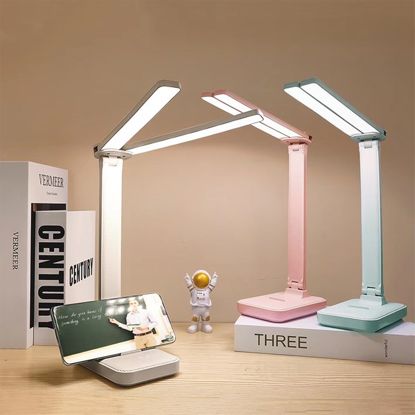 Lampe de bureau USB à 3 niveaux de luminosité réglable, veilleuse tactile, rechargeable par USB, protection des yeux, lampe de table pliable pour chambre à coucher, chevet, bureau
