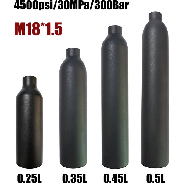 Zbiornik na sprężone powietrze Butla CO2 Butla 0.25L 0.35L 0.5L 4500psi 30MPa 300bar M18*1.5 Butla wysokociśnieniowa do nurkowania i akwarium