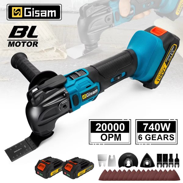 Gisam 20000OPM bezprzewodowe narzędzie oscylacyjne z mechanizmem szybkiego uwalniania wielofunkcyjny trymer elektronarzędzie antywibracyjne do akumulatora makita 18V Pin