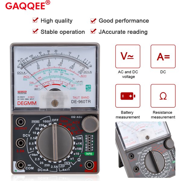 DE-960TR Zeiger Mechanisches Analog-Multimeter Multifunktions AC DC Volt Ohm Strom Elektriker Wartung Universal-Testmessgerät