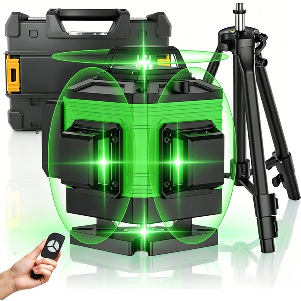8/12/16 Linien Grüner Laser-Nivellierer 360° ° Selbstnivellierendes horizontales und vertikales Kreuzlinienlaser-Nivelliergerät mit Fernbedienung, robust für Bau- und Messzwecke