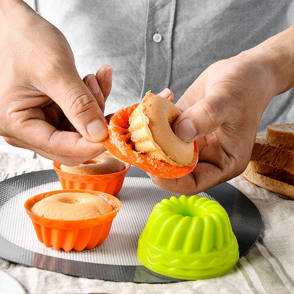 Moules à gâteaux en Silicone, 6 pièces, tasses à muffins, tarte aux œufs, Cupcake, Dessert, moule de cuisson, outils de cuisson, couleur aléatoire