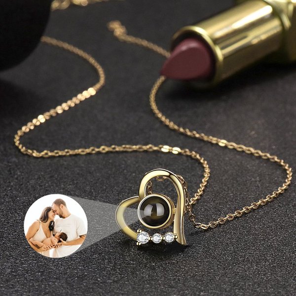Klassische Herz-Halskette für Frauen, 925er Silber, Anhänger, Halskette, Projektion, Foto, individuelles Foto, Erinnerungsschmuck, Geburtstagsgeschenk