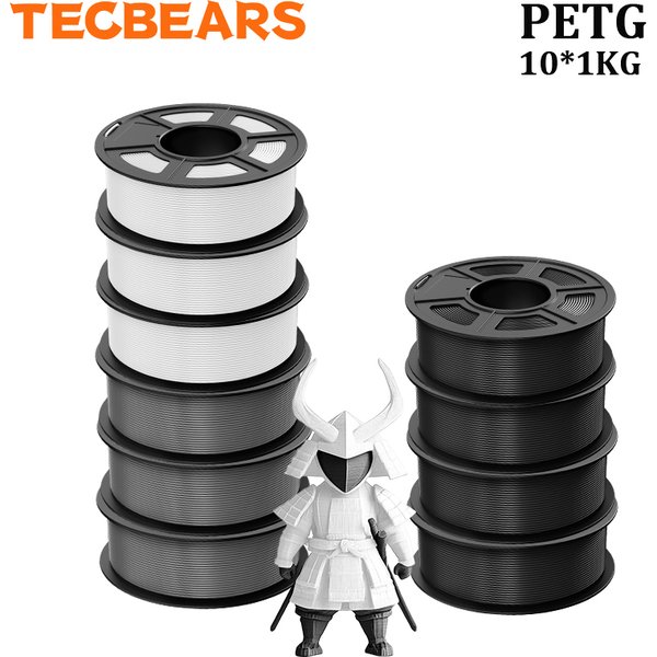 TECBEARS PETG 3D-Drucker-Filament 1,75MM Mehrfarbig PETG Zähigkeit Sauber Gewickelt Keine Blasen für FDM DIY Geschenk-Druckmaterial