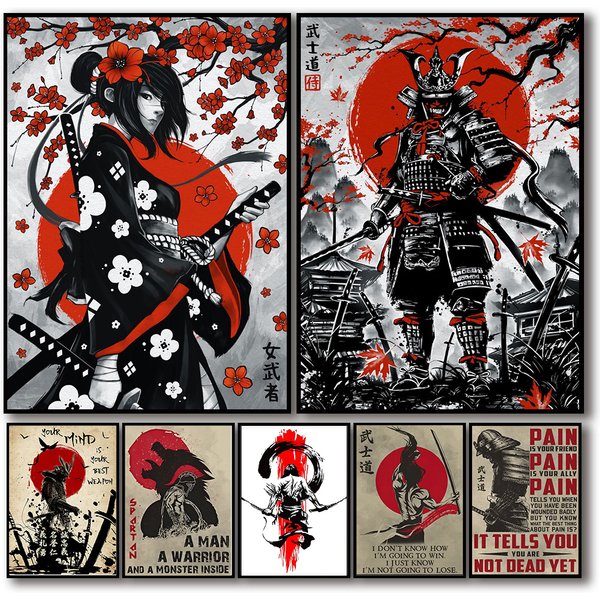 Peinture à l'encre japonaise Duel samouraï, affiche de citation célèbre, paysage de voyage esthétique, toile Ronin pour maison, Art Mural, décor de salle