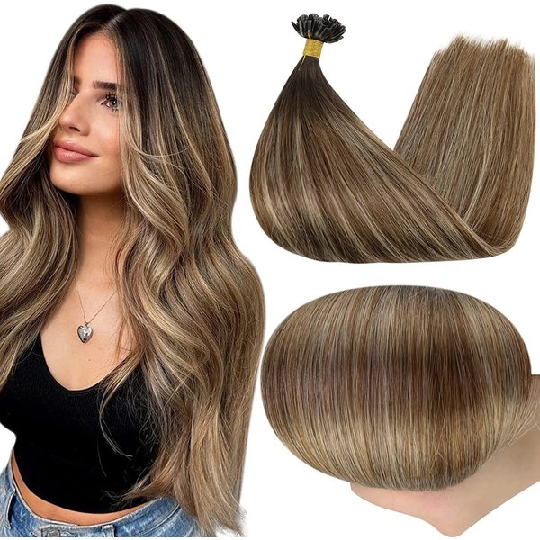 Full Shine-Extensions de cheveux en U ktNail, document de balayage, perles de colle KerBrian, cheveux humains précollés, machine Remy, 50g