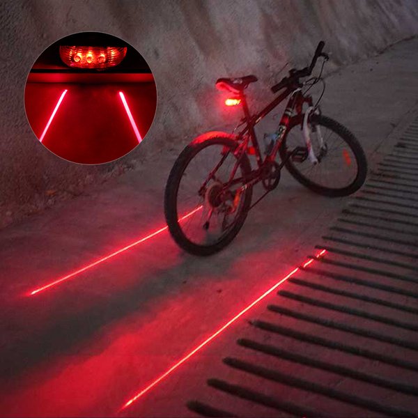 Fahrrad-LED-Leuchten, 2 Laser, 5 LEDs, wasserdicht, Radfahren, Rücklicht, Sicherheitswarnung, Rücklicht, MTB, Fahrrad, Rücklichter