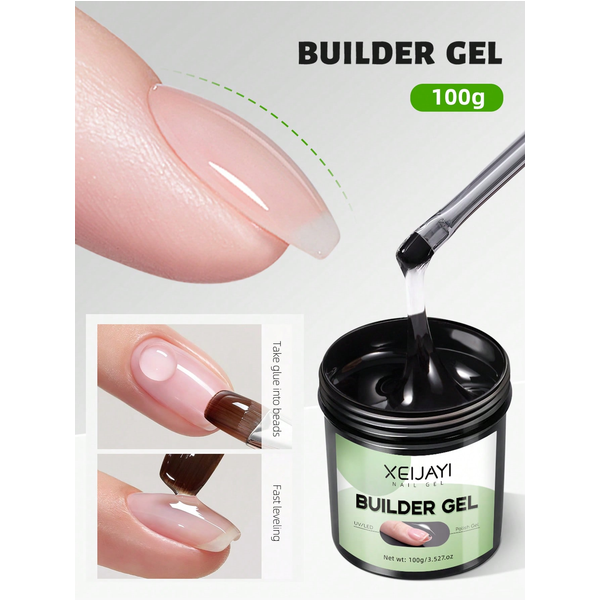 1 Stück 100 g Konstruktion, kein Abwischen, Gel-Basislack, Soak Off, LED, klares Gel-Basisgel, glänzendes Finish, langlebiger Gel-Nagellack