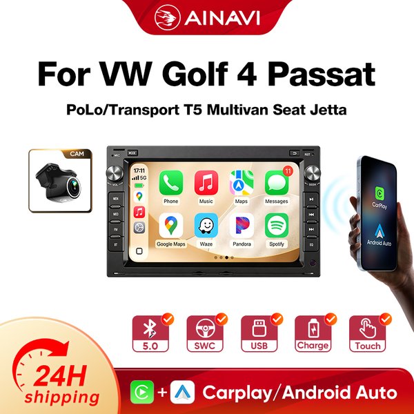 Autoradio Ainavi 7 pouces 2 Din pour VW Passat B5 MK4 MK5 Golf 4 Polo Bora Jetta T5, système Linux, Carplay sans fil, Android Auto, Bluetooth, GPS, autoradio, écran de voiture, système