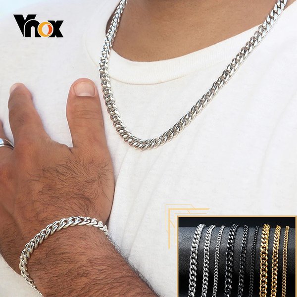Vnox – colliers chaîne en acier inoxydable pour hommes et femmes, 18-70cm, 3-11mm