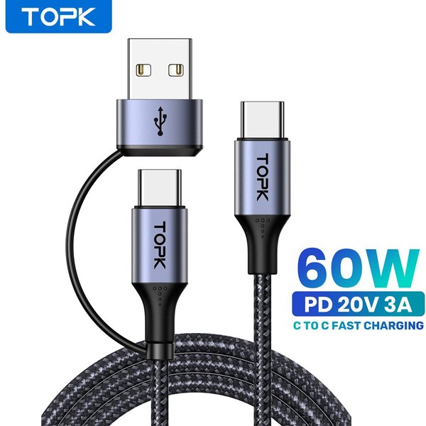 TOPK AD10 60W PD câble de chargeur rapide USB C vers USB Type C câble pour MacBook Pro USB-C PD câble de charge rapide pour Samsung Xiaomii