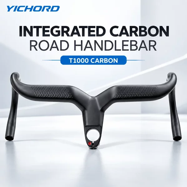 Guidon de vélo de route intégré en fibre de carbone YICHORD, élévation de 25 mm, câblage interne, collier de serrage 31,8 mm pour OD1/OD2 DI2