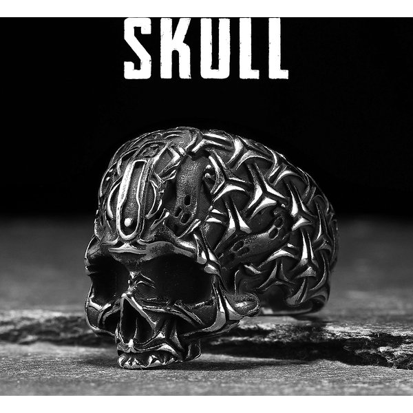 Bagues en acier inoxydable pour hommes et femmes, tissage de crâne, bijoux Punk Rock Vintage noir gothique, accessoires de mode esthétiques, cadeau, vente en gros