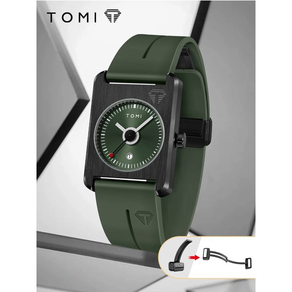 Montres de mode pour hommes TOMI, montres à quartz, montres à cadran carré de petite taille, montres à boucle magnétique, montres simples et décontractées.
