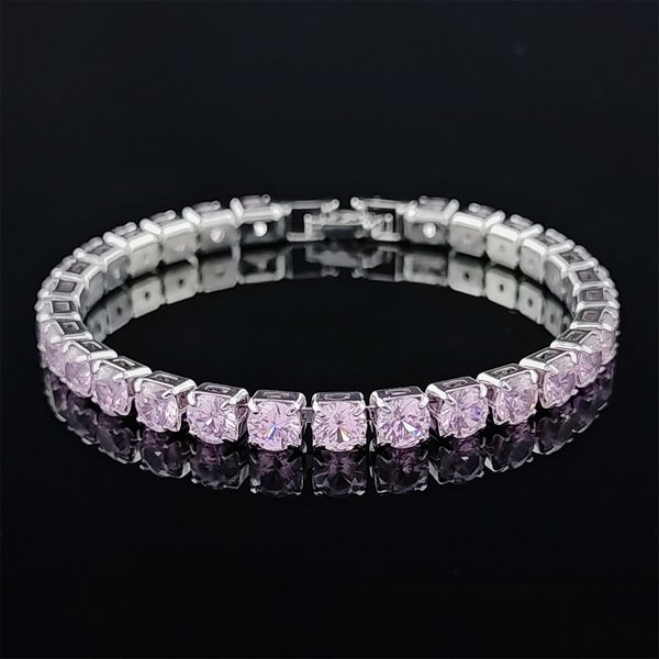 Rose Gold Silver Color 3mm 4mm 5mm Pink Blue Green Red Tennis Bracelet Bangle for Women Wedding Fashion Jewelry Party Gift S4777