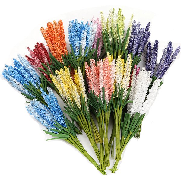 Bouquet de Fleurs Artificielles Lavande, Fausses Fleurs en Mousse PE pour Vase, Décoration de Chambre à Domicile, Couronne de Bricolage, Décorations de Mariage, 2022, 20 Pièces/Lot