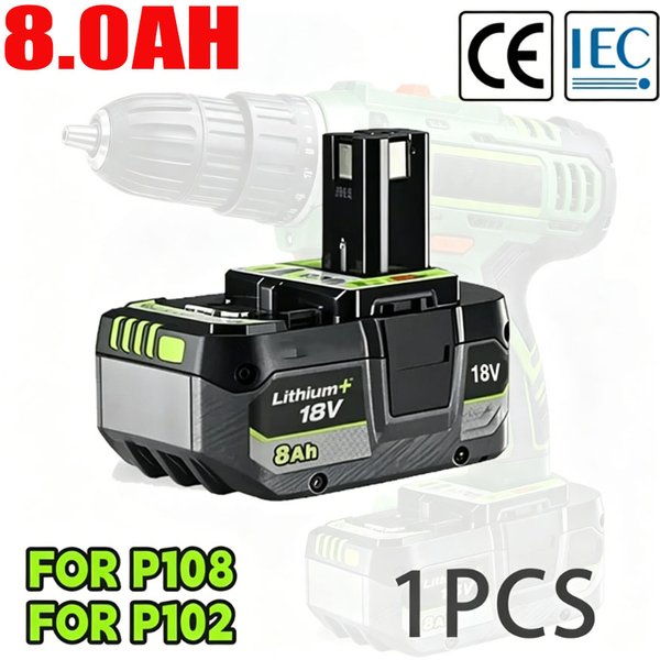 Für RYOBI 18V ONE+ Hochleistungs-Lithium-Akku mit geringer Selbstentladung, geeignet für alle Werkzeuge P104 P107 P108 RB18L50 RB18L20