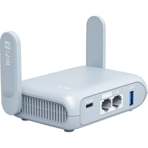 GL.iNet GL-MT3000 Router Beryl AX Wi-Fi 6 Reise-Router, Taschenformatiger AX3000 WiFi 6 Dual-Band-Router 2,5G WAN, AdGuard, VPN, OpenWrt 574Mbps 2,4GHz plus 2402Mbps 5GHz, 2,5G WAN, Gigabit LAN, USB