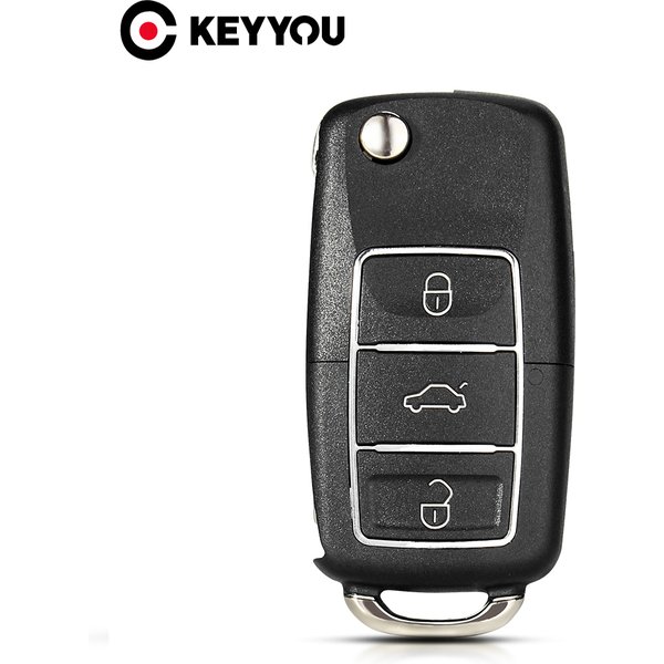 KEYYOU 1PCS 3 Button Car Key Flip Folding Key Case For Vw Jetta Golf Passat Beetle Skoda Seat Polo B5