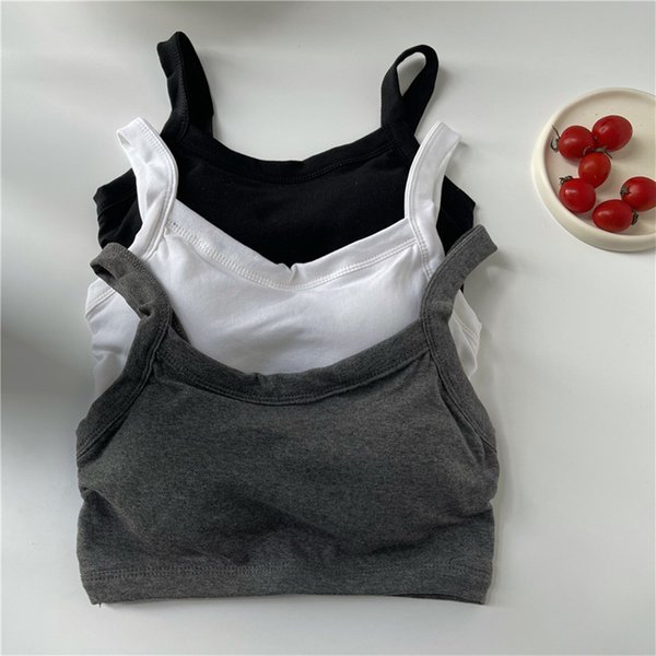 Women's Cotton Underwear Tube Tops Sexy Solid Color Top Girl's Padded Tank Up Summer Fashion Outerwear Top Female Lingerie