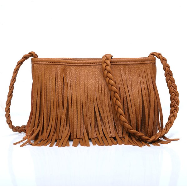 Vintage Designer Braid Strap Umhängetaschen lässige Quaste Umhängetasche für Frauen, Damen Kunstleder Handtaschen als Geschenk