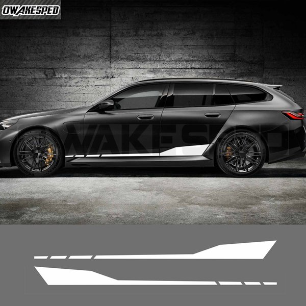2 Stück Türseitenstreifen-Aufkleber Carbonfaser-Vinyl-Dekor für BMW M5 2024 G90 G99 Touring 2025 M Performance Zubehör
