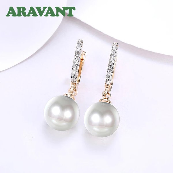 ARAVANT Boucles d'oreilles pendantes en argent 925 et perles en or 18 carats pour femmes, bijoux de mariage