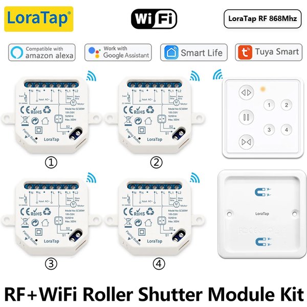 LoraTap RF WiFi Stores Volets Roulants Rideaux Moteur Commutateur Module Télécommande Smart Life Maison Ouverture Automatique Fenêtre Alexa Électrique Connecté Automatisme Motorisé Résidentiel Roulant
