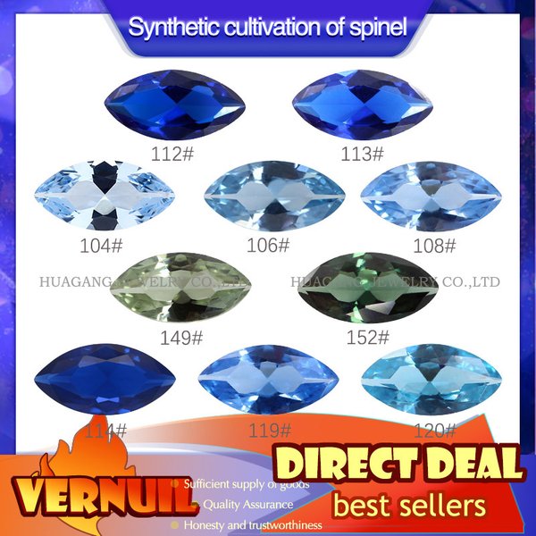Synthetischer Spinell in Marquise-Form, mehrfarbig, brillant geschliffen, lose synthetische Edelsteinperlen für Schmuck.