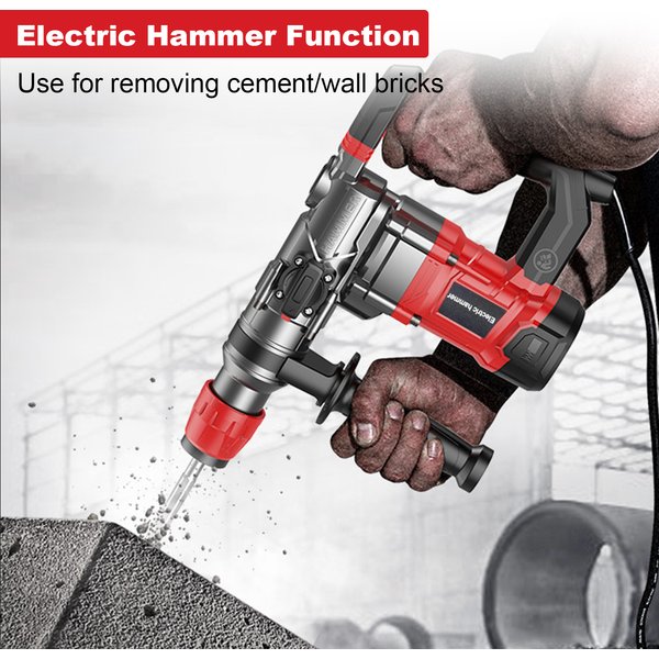 2000W Senkbohrhammer, Elektrobohrmaschine für Beton mit 6 Joule, 1100 U/min und 3 Modi