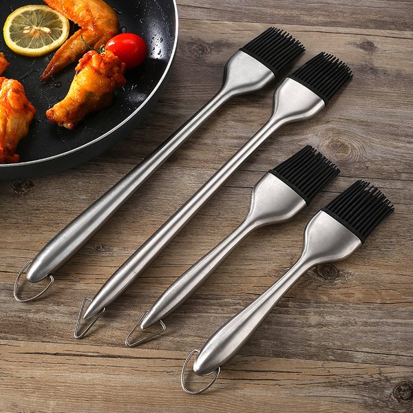 Brosse à badigeonner en Silicone pour Barbecue, brosse à Sauce à l'huile, poignée en acier inoxydable, brosses à huile, brosse à pain au beurre, accessoires de cuisine pour barbecue