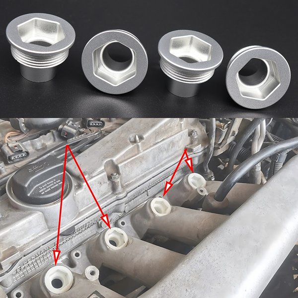 4-teiliges Einspritzdüsen-Einsatz-Set für VW Audi Skoda Seat, neues Upgrade-Aluminium-Cup-Sitz 06B 133555 H 06B 133555 D Auto-Ersatzteile