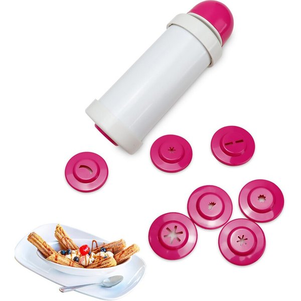 Plastic Churro Maker Kit Portable Churrera Churro Maker Gun Machine with 8 Shapes Discs Deep Frying Tool