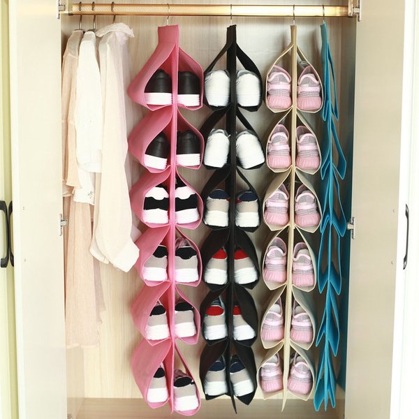 Organisateur suspendu peu encombrant – Sac de rangement à 12 poches pour chaussures/jouets, organisateur de placard/porte en tissu non tissé (118x33cm)