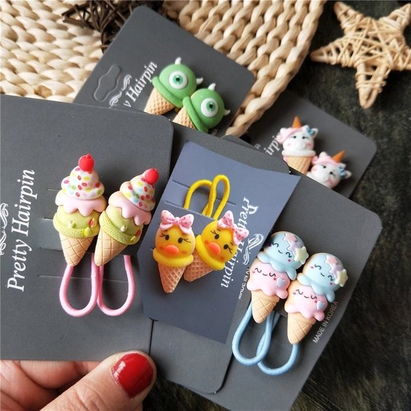 2PCS Neue Nette Cartoon Süße Rohr Headwear Kinder Elastische Haar Bands Kinder Seile Mädchen Zubehör Baby Kopfschmuck