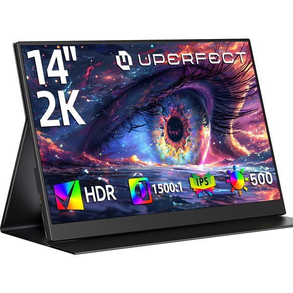 UPERFECT 2K 14" tragbarer Gaming-Monitor IPS Ultraschlanker Reiserebildschirm 2160*1440P für Laptop PC Telefon Mac Zweites externes Display