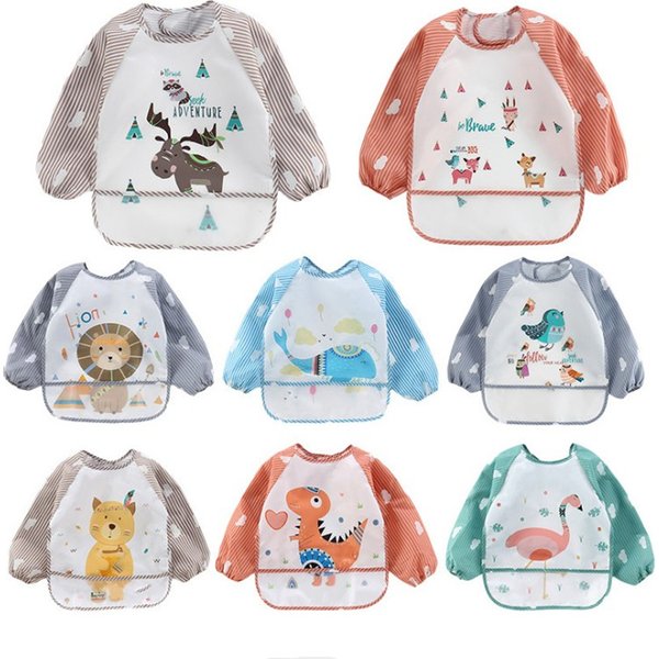 Bavoir long à manches pour bébé, imperméable, tablier d'art pour tout-petit, bavoir de repas, tablier avec poche, bavoir pour bébé garçon et fille, serviette de protection pour bébé, bavoirs banane