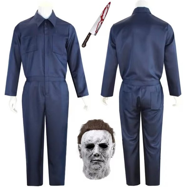 Myers Cosplay Costume pour Hommes et Femmes Tenues de Michael Anime Bloody Killer Cos Jumpsuit Horror Mask Party Halloween Adulte
