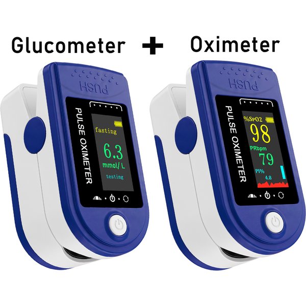 2-in-1 nicht-invasives Blutzuckermessgerät und Pulsoximeter, kein Stich erforderlich, SpO2-Herzfrequenzmesser, OLED-Bildschirm, Gesundheitsdetektor