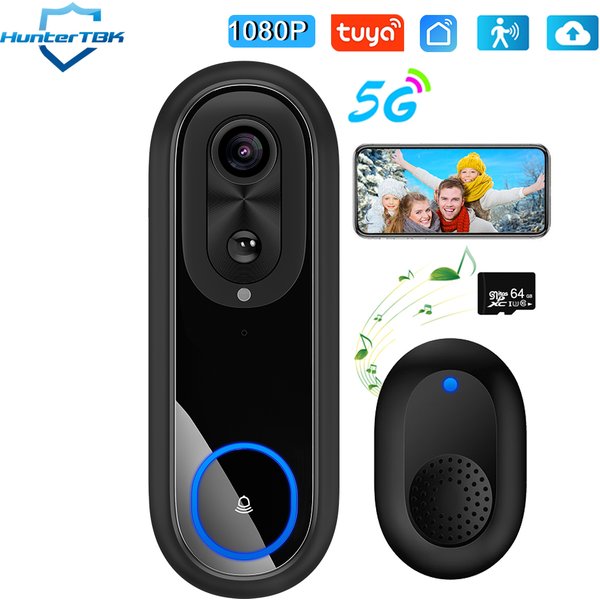 5G 2,4G WiFi Video Türklingel 1080P Drahtlose Glocke Tuya APP Smart Intercom Kamera IP65 Wasserdichte Ring Glocke mit 7000mAh Batterie