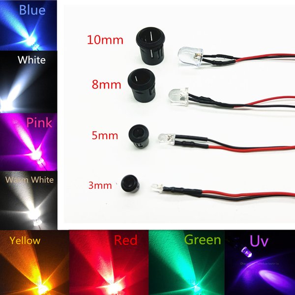 20PCS Transparente LED-Dioden DC3V 5V 12V 24V 3MM 5MM 10MM für Rot/Grün/Blau/Gelb/UV/Orange/Rosa/Heiß/Weiß/RGB Vorkabel