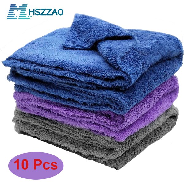 Serviette de nettoyage et de séchage en microfibre pour lavage de voiture, 3/5/10 pièces, chiffon de polissage doux sans bords pour détails de voiture, 40x40cm, 350GSM