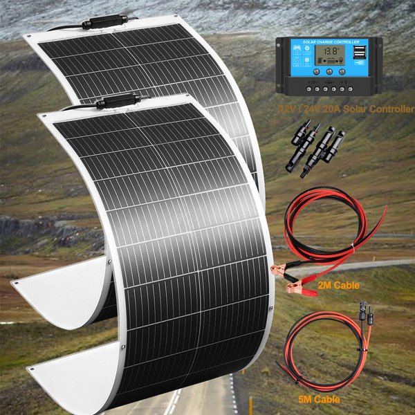 500W 400W 200W 100W Flexibles Solarpanel Kit Tragbare Photovoltaik-Solarmodul PV-Anschlusskabel 12V 24V Solarpanel-Modul für Yacht RV, Camping, Haus, Boot, Marine, gekrümmte Oberfläche - Langlebig,