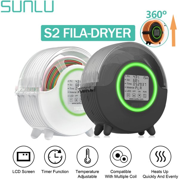 SUNLU 3D-Filament-Trockner S2 FilaDryer Trockenbox S2 Trocknungsfilamente Aufbewahrungsbox hält Filament trocken Halter Kostenloser 3D-Drucker Mate
