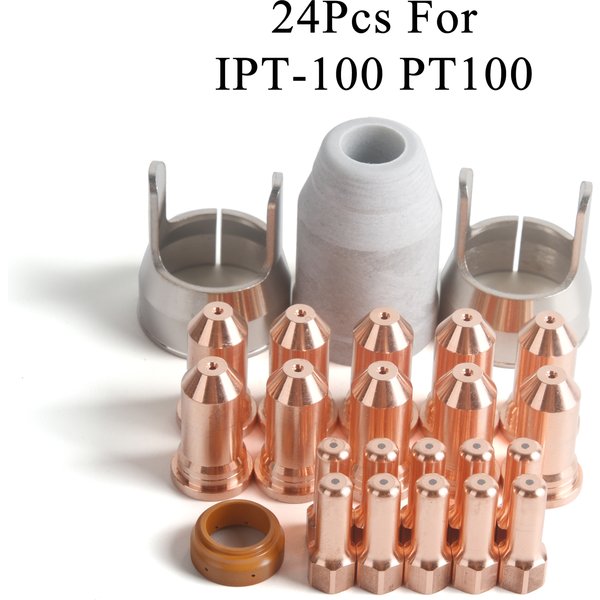 24Pcs Plasma Cutting Torch PT-100 PT100 IPT-100 PTM-100 Electrode 52556 Nozzle 51246/51248 Swirl Ring Shield Cap Stand Off