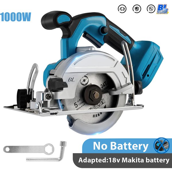 Scie circulaire Scie circulaire électrique sans balais de 5 pouces Pour batterie Makita 21V Outil électrique de scie à bois portative sans fil 1000W