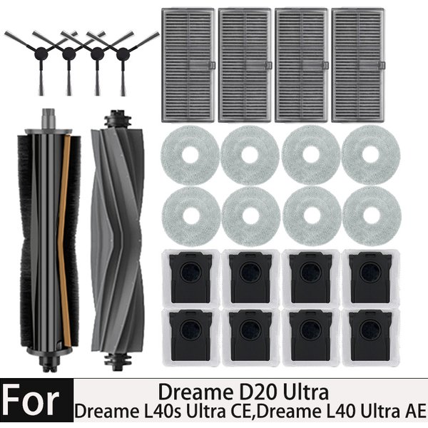 Dreame L40 Ultra AE / Dreame L40s Ultra CE / Dreame D20 Ultra Vacuum Parts Main Side Brush Filter Mop Cloth Dust Bag Access