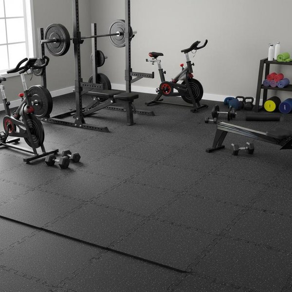 Yoga-Bodenmatten, 25 Stück, Gummioberfläche & EVA-Schaum, 61 x 61 cm, Trainingsmatten mit 100 Quadratfuß Fläche, ineinandergreifende Übungsmatten für Fitnessraum, Garage, Schwarz & Weiß