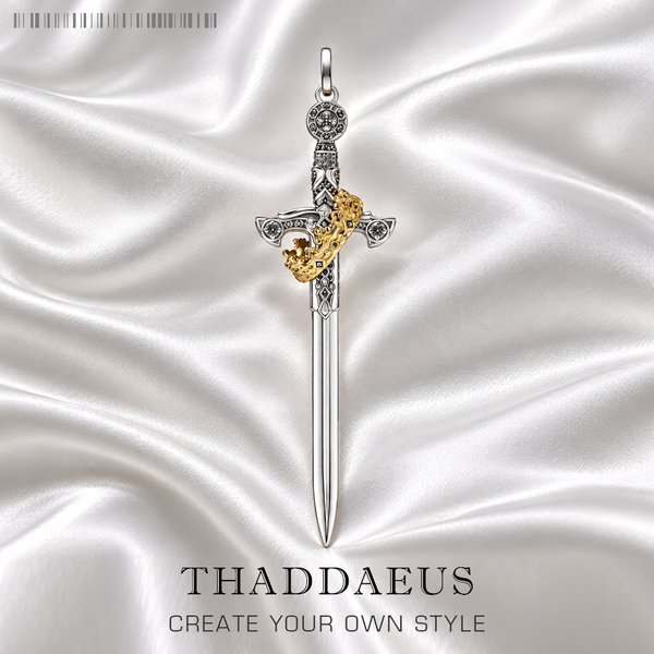 Großes Schwert mit Kronen-Anhänger, modischer Vintage-Schmuck, Europa, 925er Sterlingsilber, Geschenk für Damen und Herren